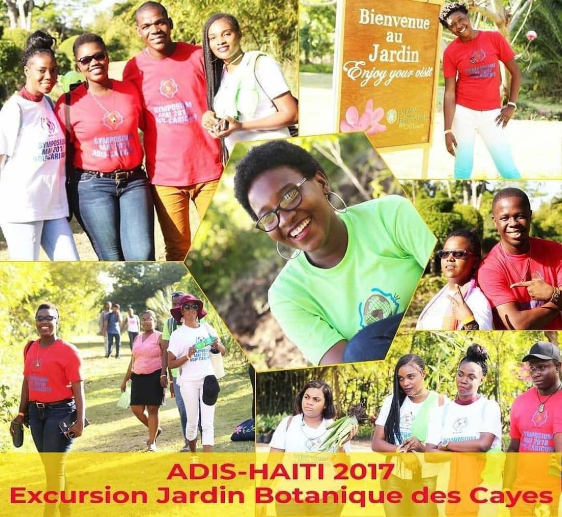 Collage photo de l'excursion des membres d'ADIS-HAÏTI au Jardin Botanique des Cayes en 2017