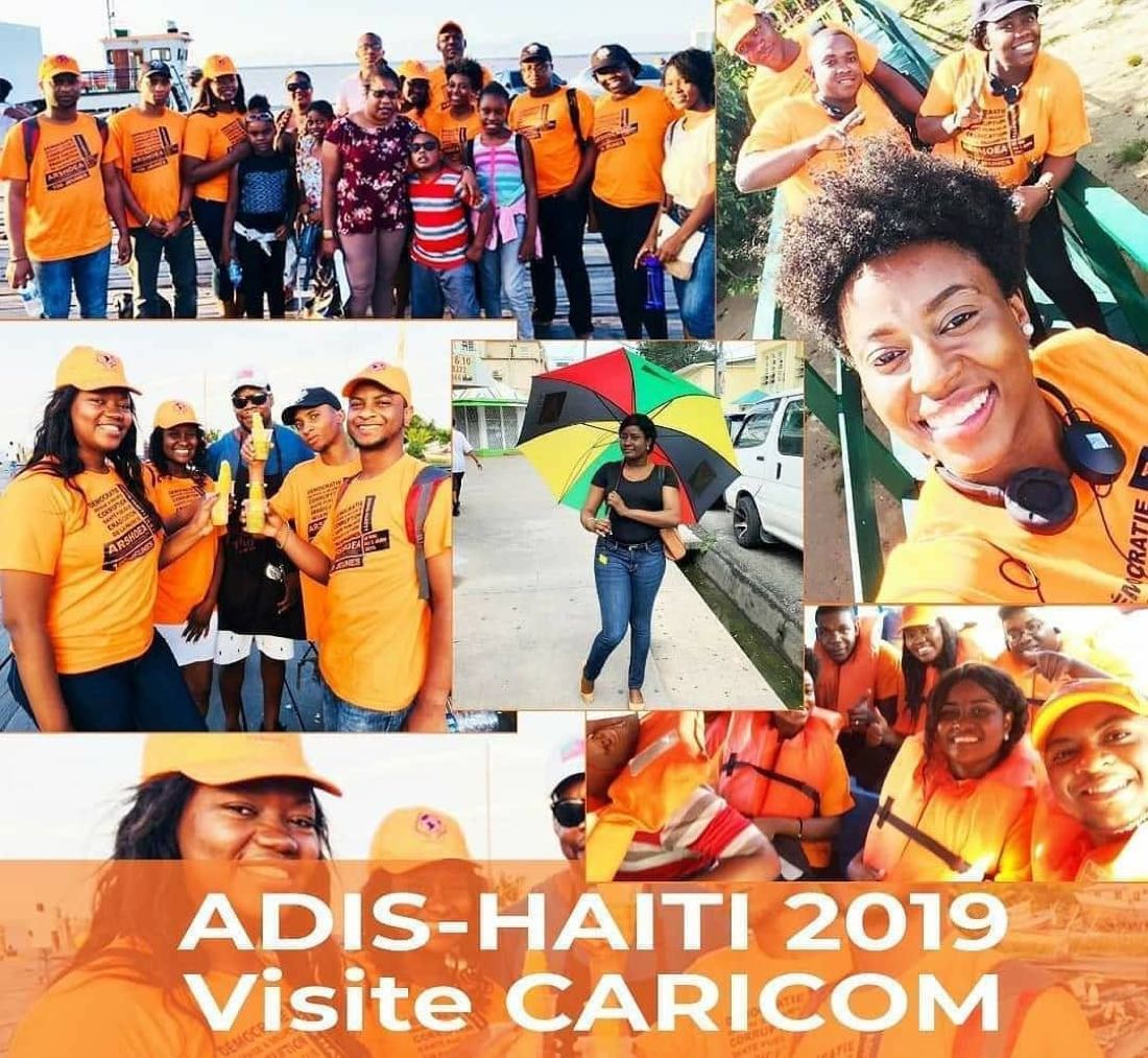 Collage photo de la délégation ADIS-HAÏTI en visite au Secrétariat de la CARICOM en 2019